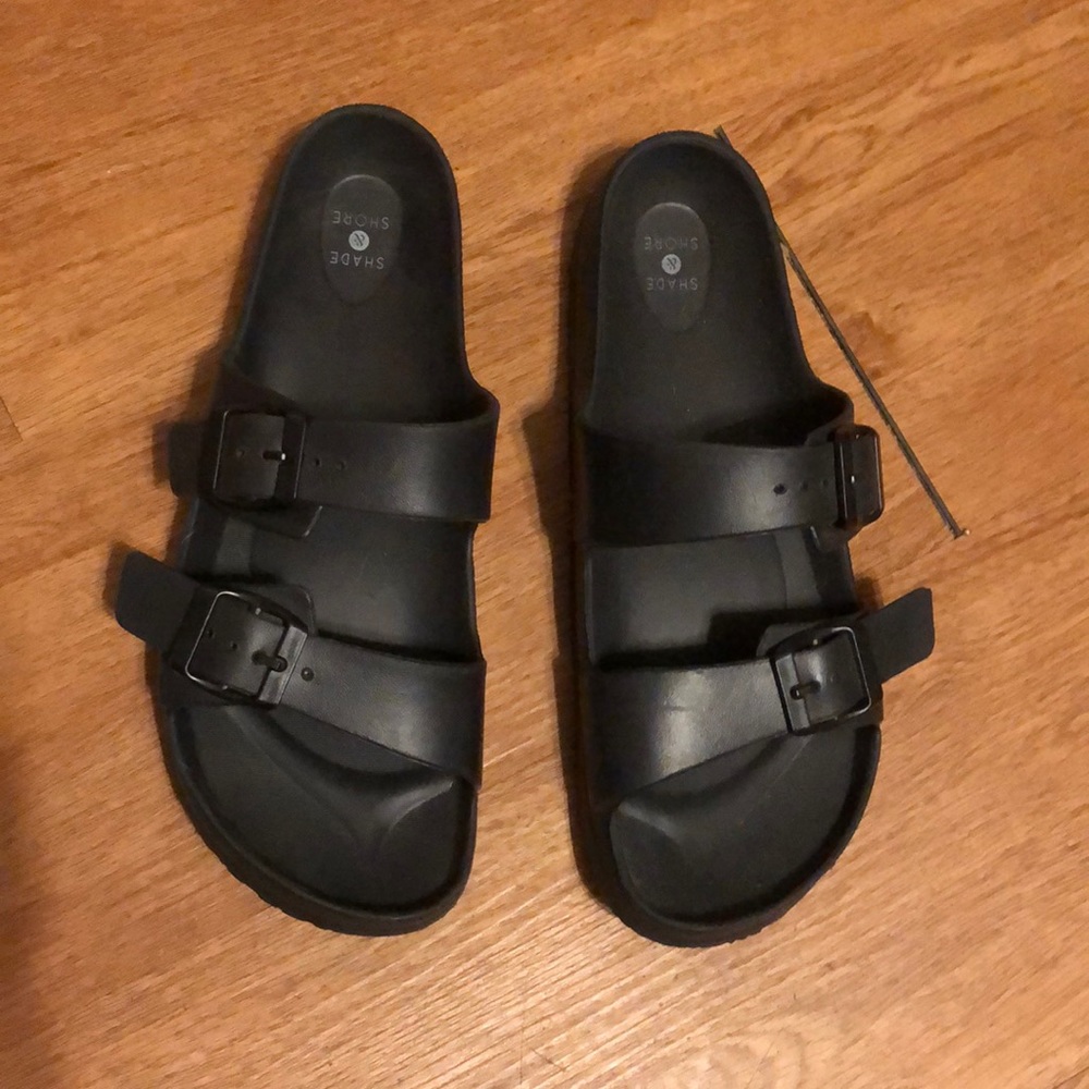 Black Sandals with 2 straps that buckle